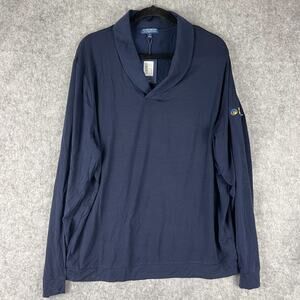 Peter Millar Crown Crafted Merino Wool Blend Shawl Neck Shirt Mens XL Blue NEW